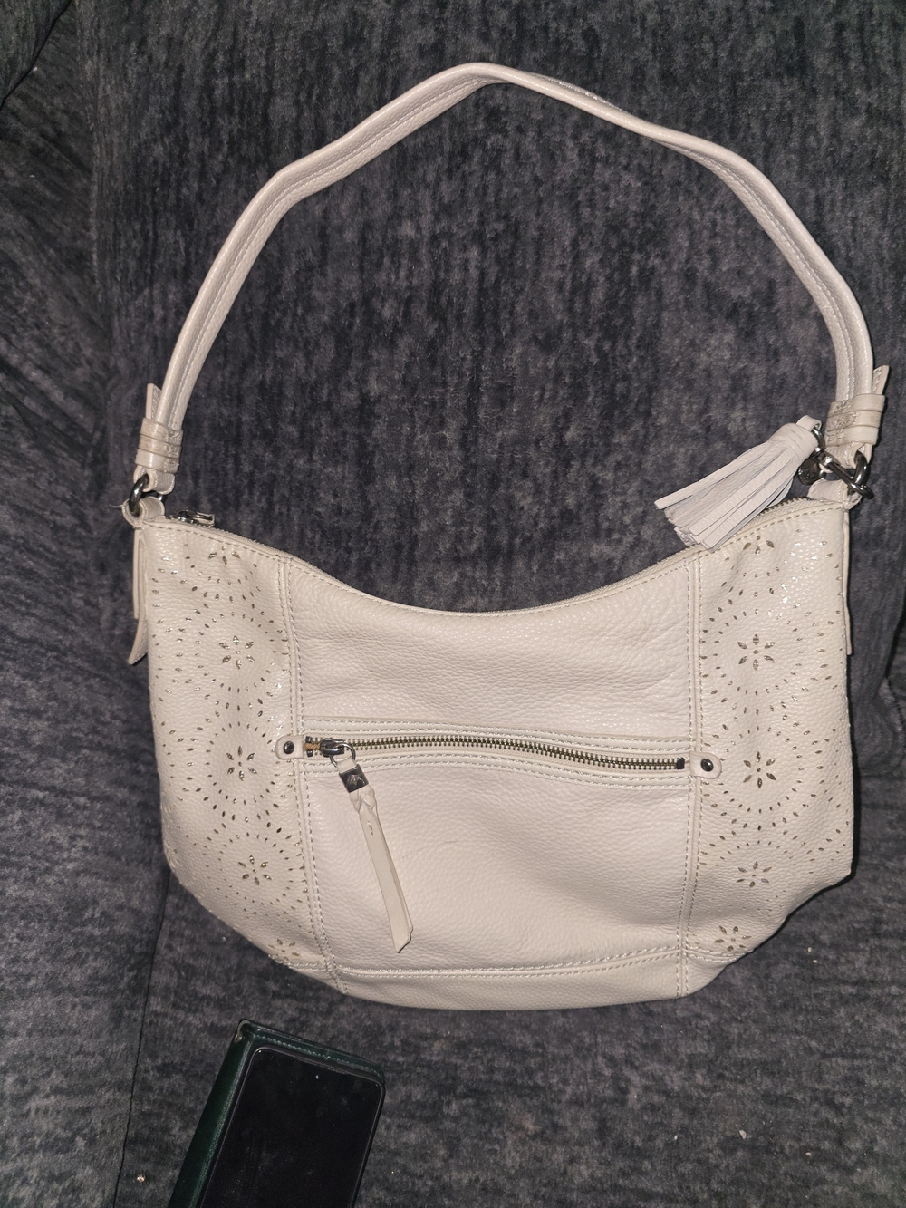 The Sak Sequoia Off-White Perforated Leather Hobo Bag Purse